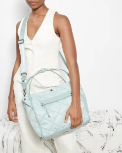 Silver Blue Large Madison Shopper 8 Silver Blue Large Madison Shopper -Best Bags Store 1404B1891 A12