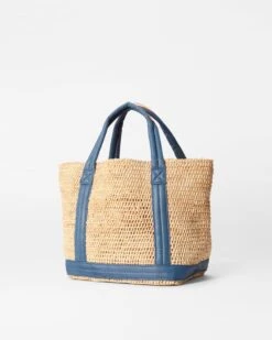 Raffia With Denim Small Raffia Tote -Best Bags Store 1471N1931 A2