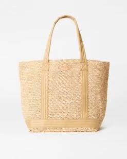 Raffia/Camel Large Raffia Tote