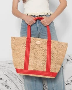 Raffia With Cherry Large Raffia Tote -Best Bags Store 1472N1930 A14