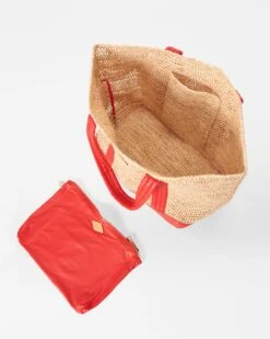 Raffia With Cherry Large Raffia Tote -Best Bags Store 1472N1930 A3