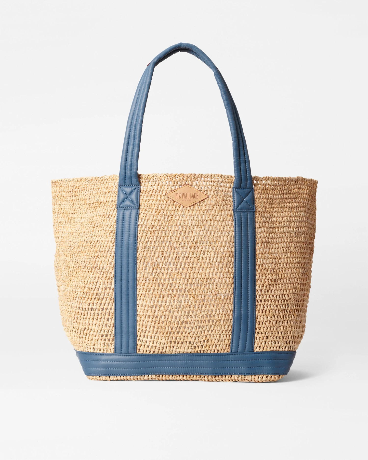 Raffia With Denim Large Raffia Tote 1 Raffia With Denim Large Raffia Tote