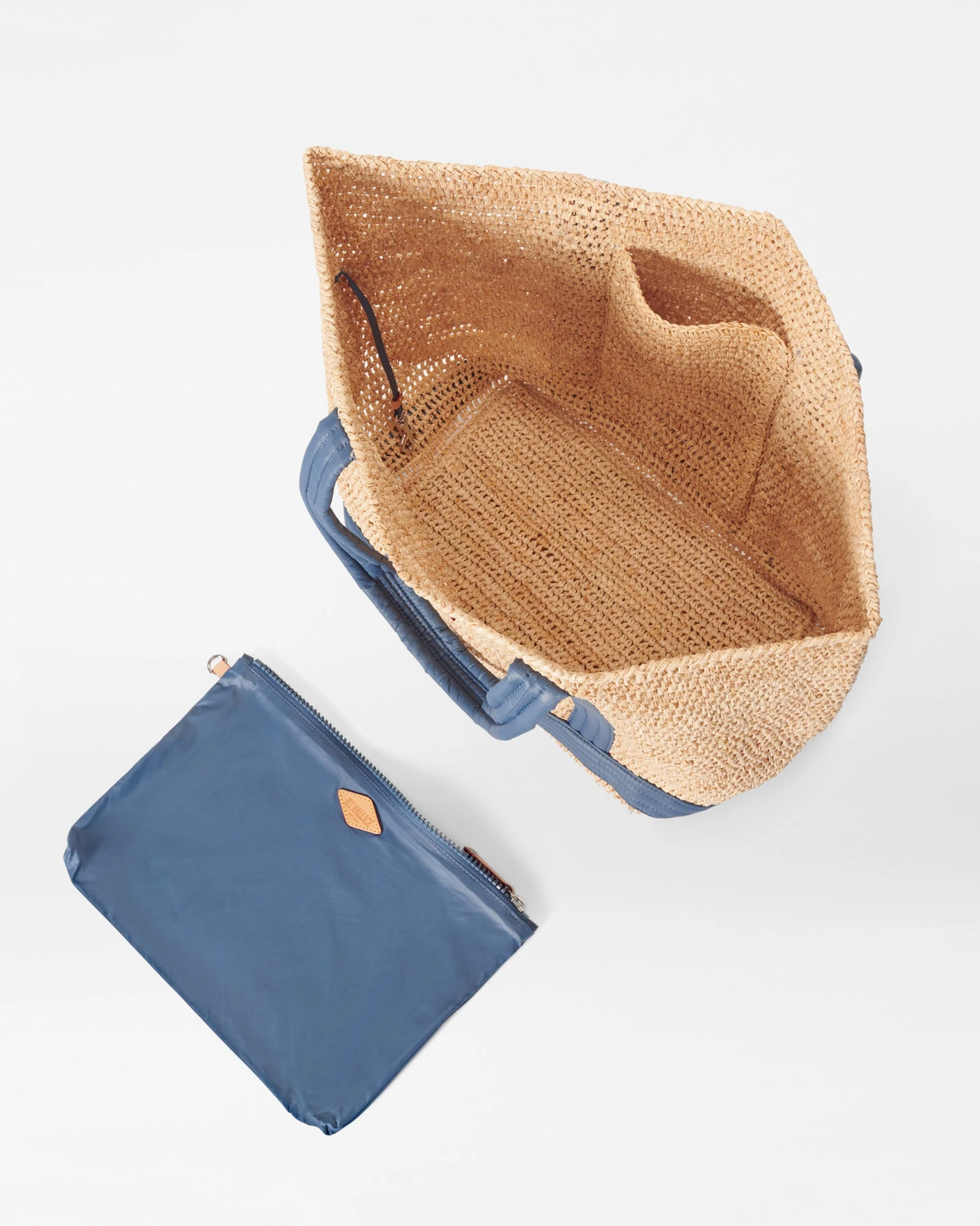 Raffia With Denim Large Raffia Tote 4 Raffia With Denim Large Raffia Tote - Image 4