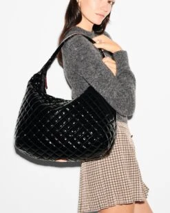 Black Lacquer Large Metro Shoulder Bag -Best Bags Store 1481X1742 A12