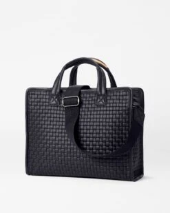 Black Medium Woven Box Tote -Best Bags Store 1495N1590 A2