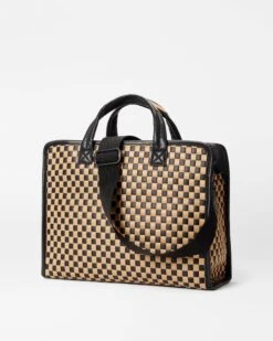 Camel & Black Medium Woven Box Tote -Best Bags Store 1495N1980 A2