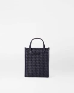 Black Micro Woven Box Tote