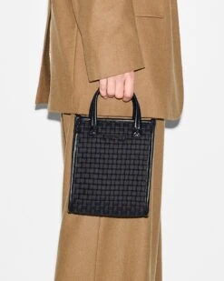 Black Micro Woven Box Tote -Best Bags Store 1497N1590 A11