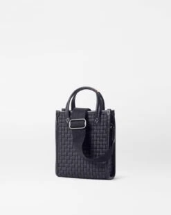 Black Micro Woven Box Tote -Best Bags Store 1497N1590 A2