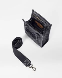 Black Micro Woven Box Tote -Best Bags Store 1497N1590 A3