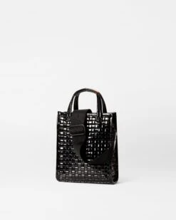 Black Lacquer Micro Woven Box Tote -Best Bags Store 1497N1742 A2