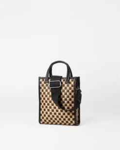 Camel & Black Micro Woven Box Tote -Best Bags Store 1497N1980 A2